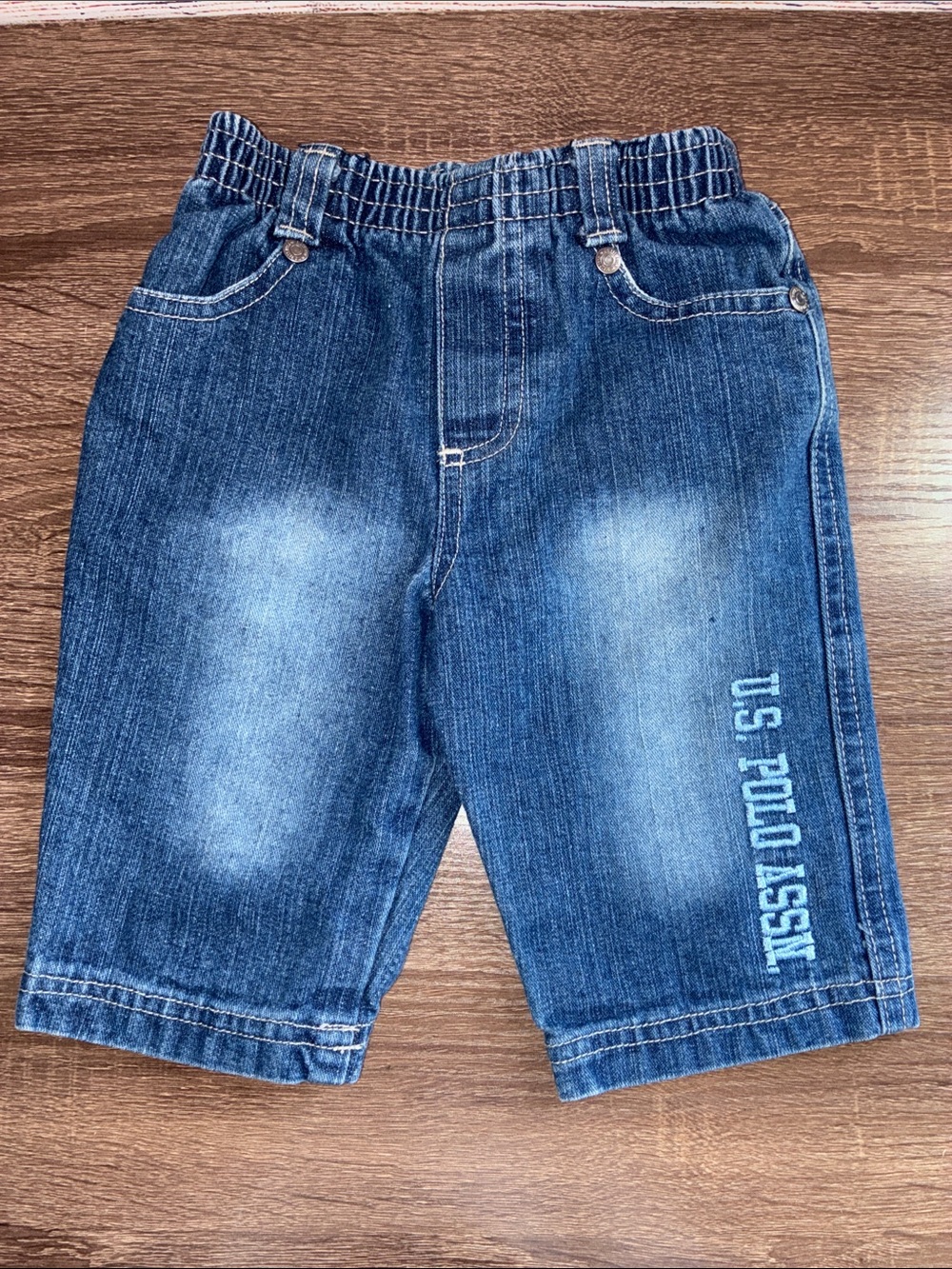 EUC U.S. Polo Assn. Boys' Faded Blue Denim Pants 6/9M